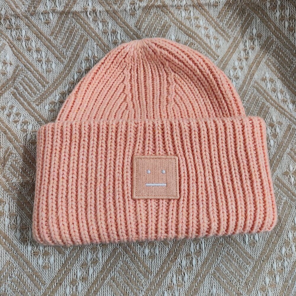 Acne Studios Pansy Face Patch Ribbed Winter Beanie